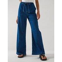 V By Very Wide Leg Drawcord Co-Ord Jeans - Dark Wash