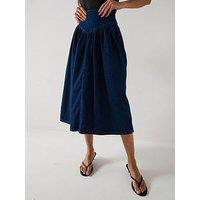 V By Very Waist Panel Rodeo Midi Skirt - Dark Wash