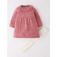 The Very Collection Baby Girl Knit Dress And Tights - Peach Pink