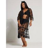 Yours Curve Western Lace Coverup - Black