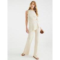 River Island Texture Wide Leg Trousers - Cream