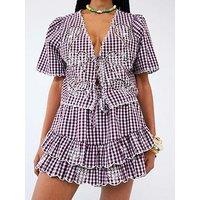 River Island Gingham Skort - Red