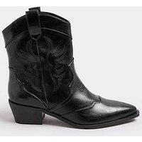 Long Tall Sally Pu Western Stitch Detail Boot - Black