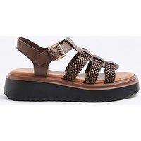 River Island Wide Fisherman Flatform Sandal - Brown