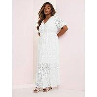 Yours Curve Broderie Tea Dress - White