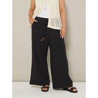 Yours Curve Cheesecloth Beaded Jogger - Black