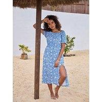 M&Co Gypsy Short Sleeve Dress - Blue