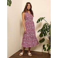 M&Co Sleeveless Half Button Midi Dress - Red