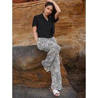 Pixiegirl Petite Mono Tile Print Wide Leg Trouser - Black