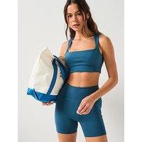 Girlfriend Collective Womens Training Natalie Seamed Bra Open Back - Blue