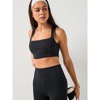 Girlfriend Collective Womens Training Natalie Seamed Bra Open Back - Black