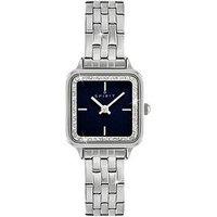 Spirit Ladies Square Navy Dial Silver Plated Bracelet Watch