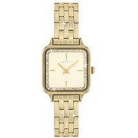 Spirit Ladies Square Gold Dial Silver Plated Bracelet Watch