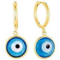 Seol + Gold 18Ct Gold Plated Evil Eye Glass Charm Hoops