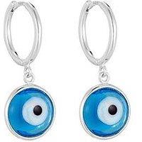 Seol + Gold Sterling Silver Evil Eye Glass Charm Hoops