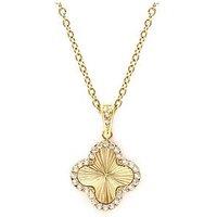 Say It With Cz Clover Necklace - Yellow Gold