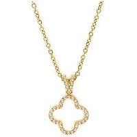 Say It With Open Clover Cz Necklace - Yellow Gold