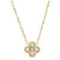Say It With Full Cz Clover Necklace - Yellow Gold