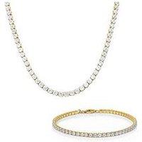 Say It With Tennis Necklace & Bracelet Gift Set - Yellow Gold