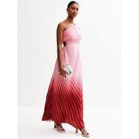 New Look Ombre Pleated Satin Maxi Dress - Pink