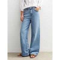 New Look Blue Plait Trim Pocket Wide Leg Jeans