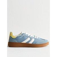 New Look Blue Panelled Faux Suede Contrast Trim Trainers