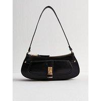 New Look Black Patent Faux Leather Padlock Detail Mini Shoulder Bag