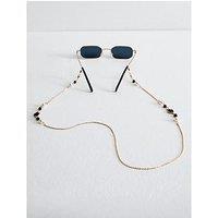New Look Gold Tone Flower Charm Sunglasses Chain - Black