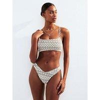 New Look Patterned Voop Bikini Bottoms - White/Brown