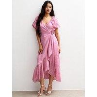 New Look Occ Text Wrap Ruffle Midi - Pink
