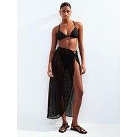 New Look Black Ribbed Sarong Beach Skirt