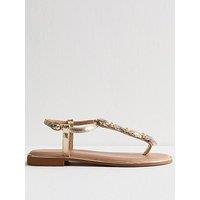 New Look Gold Faux Leather Shell Charm Sandals