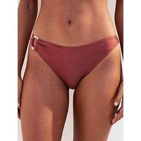 New Look Dark Pink Ring Detail Bikini Bottoms