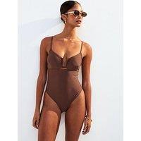 New Look U-Wire Swimsuit - Dark Brown