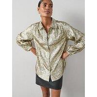 The Very Collection Spot Lurex Longline Shirt - Black