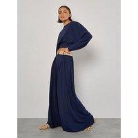 Apricot Pleated Belted Palazzo Trouser