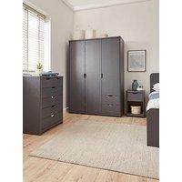 Very Home Aspen 3 Piece Package - 3 Door, 2 Drawer Wardrobe, 4 + 2 Chest And Bedside Table - Dark Grey