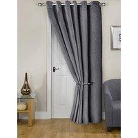 Very Home Geo Velvet Thermal Eyelet Door Curtain