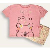 Brand Threads Ladies Winnie The Pooh Short Pyjama Set - Pink