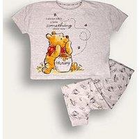 Brand Threads Ladies Winnie The Pooh Long Leg Pj Set - Grey