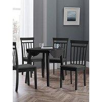 Julian Bowen Coast Dropleaf Table With Chair Options - Black - Dining Table & 4 Chairs