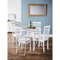 Julian Bowen Coast Dropleaf Table & 4 Chairs - White - Dining Table