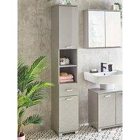 Very Home Rowan Gloss 2 Door, 1 Drawer Tall Bathroom Cabinet - Grey- Fsc Certified