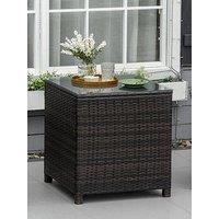 Outsunny Patio Rattan Side Table, Square Brown