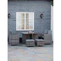 Outsunny 8 Seater Rattan Cube Garden Furniture Set, With 4 Armchairs, 4 Stools Grey