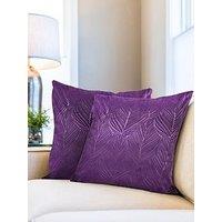Leaf Embossed Velvet Filled Cushion Pair 43X43Cm