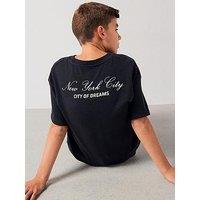 The Very Collection Boys Back Print Textured Short Sleeve T-Shirt - Black