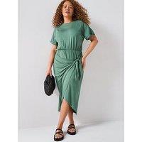V By Very Curve Wrap Skirt T-Shirt Dress - Green