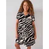 V By Very Curve Button Through Stretch Mini Dress