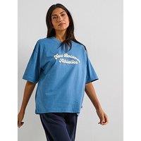 New Balance Womens Linear Heritage Oversized T-Shirt - Blue